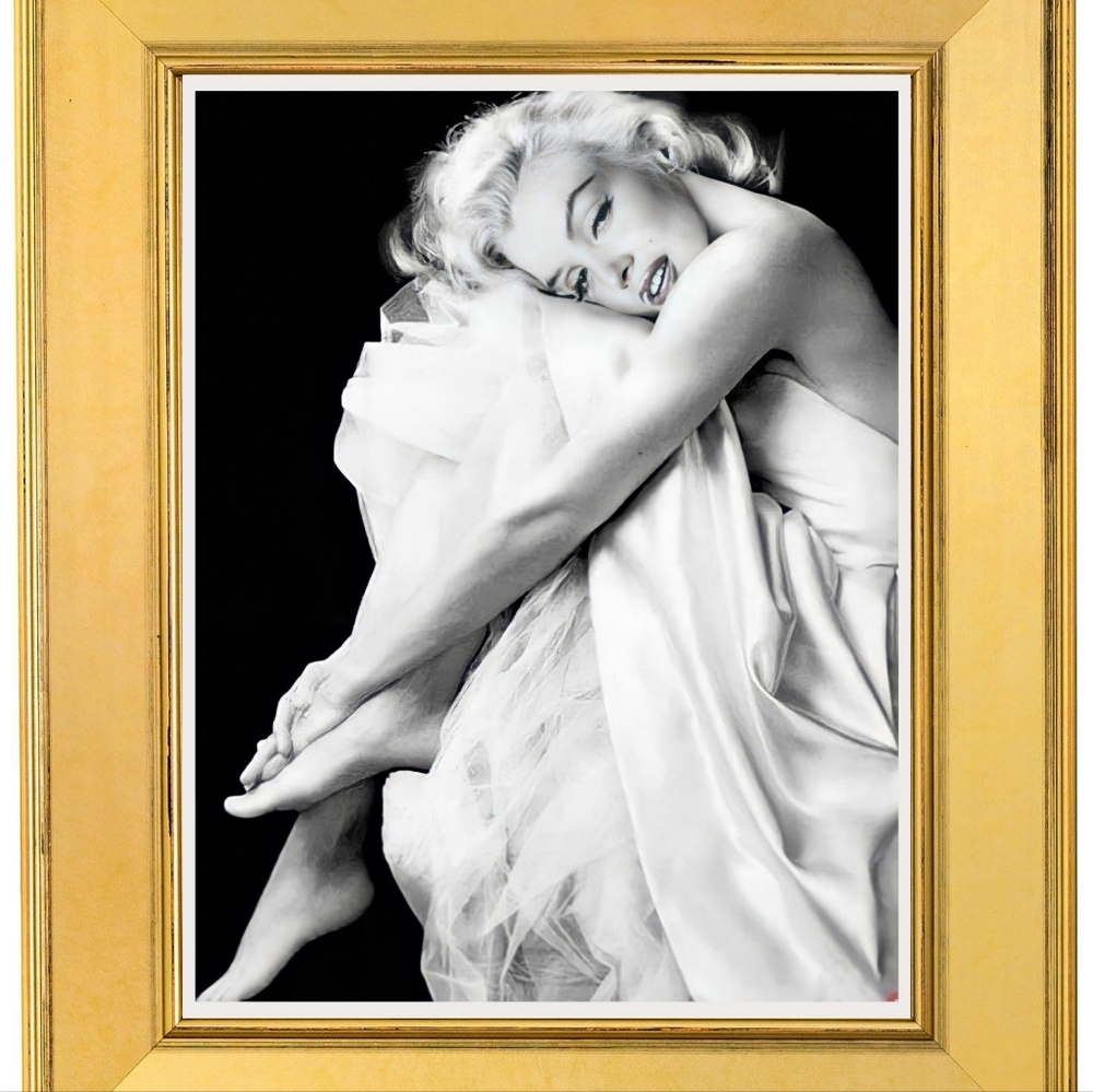 Marilyn Monroe White Dress Fantasy  Print Beautiful Gold Framed